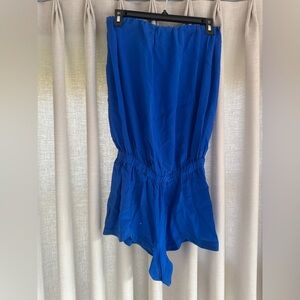 Alexis Clothing 100% Silk Royal Blue Romper size L
